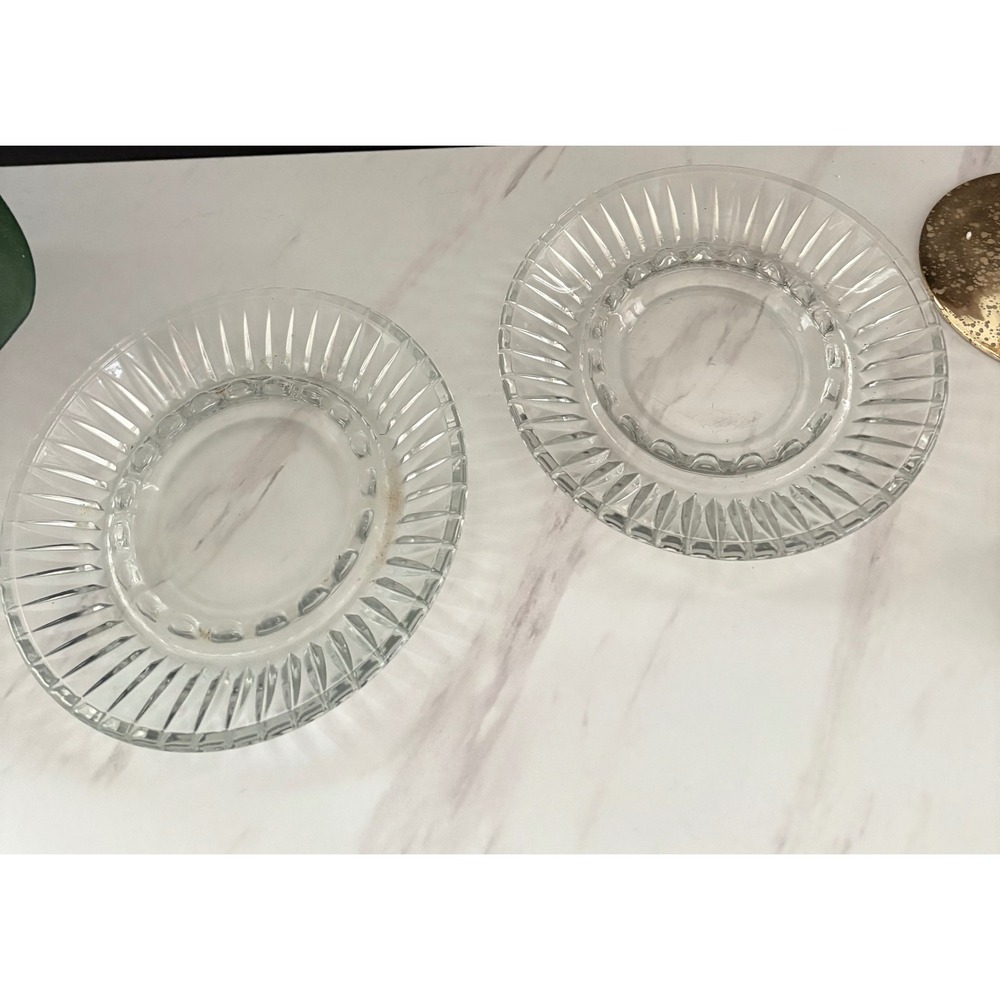 VINTAGE Cigarette Ashtray 1960s Lead Crystal 8"‎ Elegant Set of 2